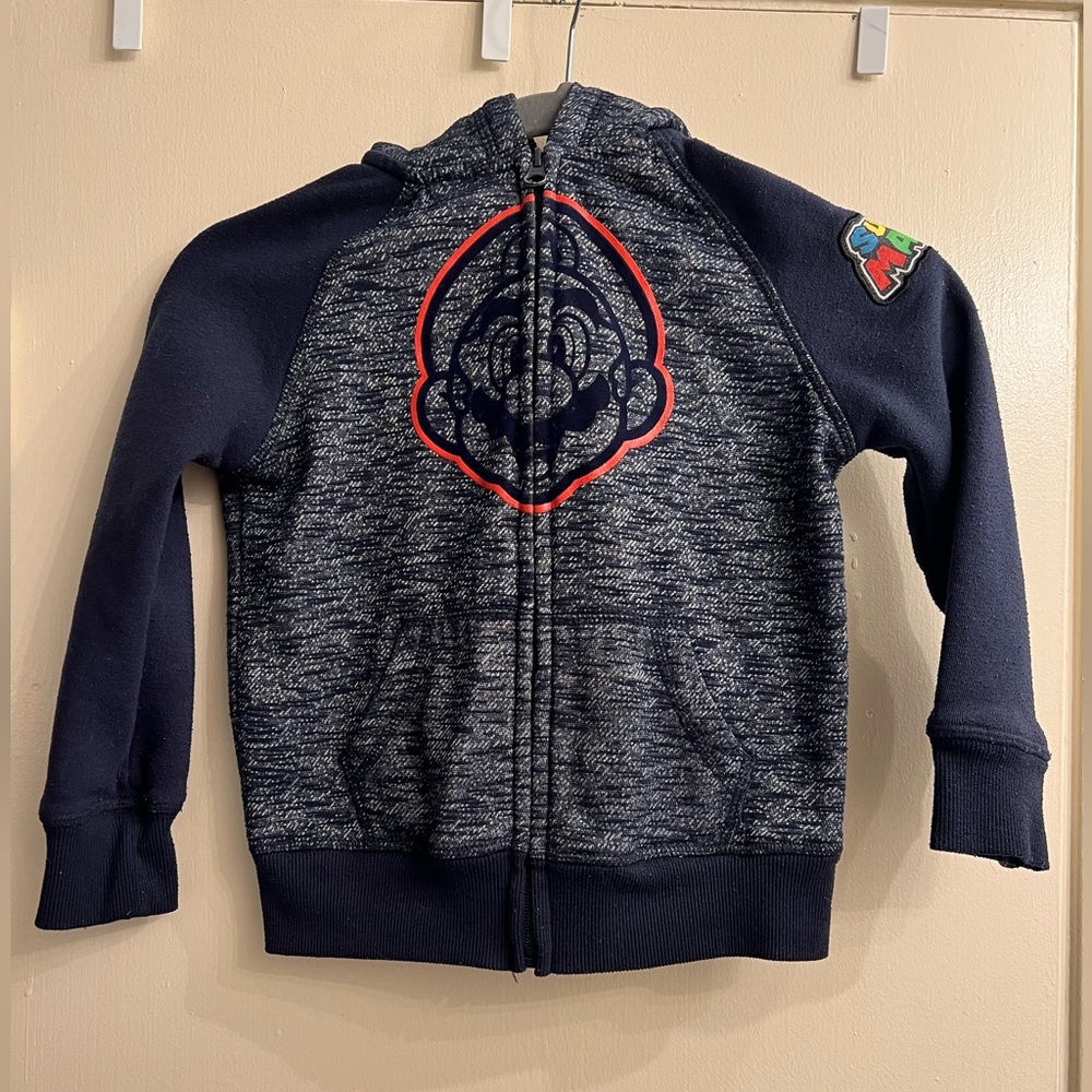 Super Mario Nintendo‎ Kids Jacket Size XS X-Small 4-5 Navy Hoodie Sweatshirt
